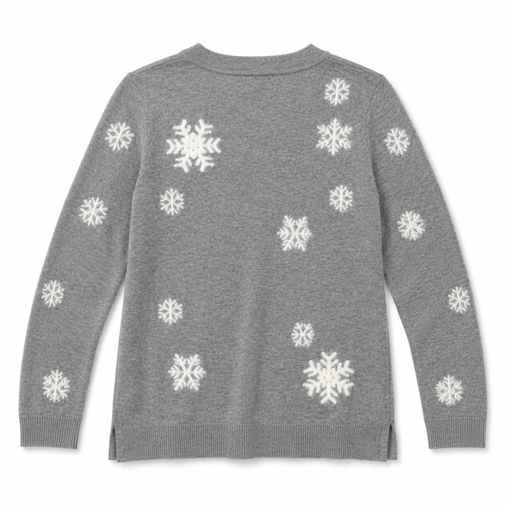 Talbots Snowflake Cashmere Blend Sweater Womens Size S Gray Winter Holiday